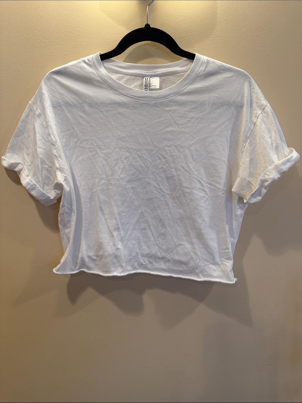H&M White Cropped Crew Tee